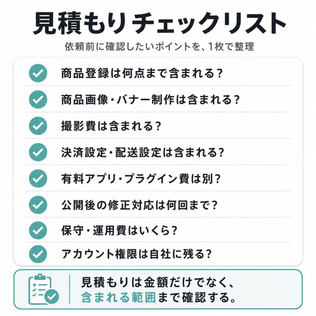 ECサイト見積もりチェックリスト画像