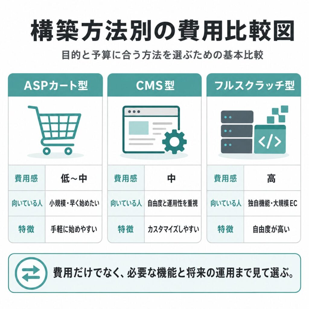 構築方法別の費用比較図