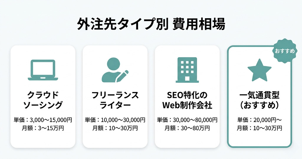 「依頼先タイプ別・費用相場」比較図