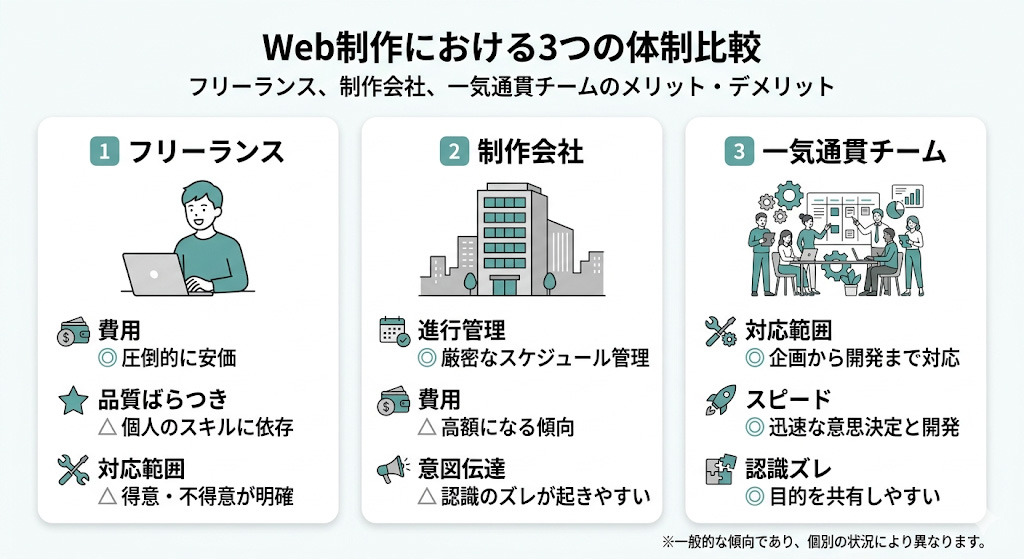 3つの依頼先比較｜横並び比較表