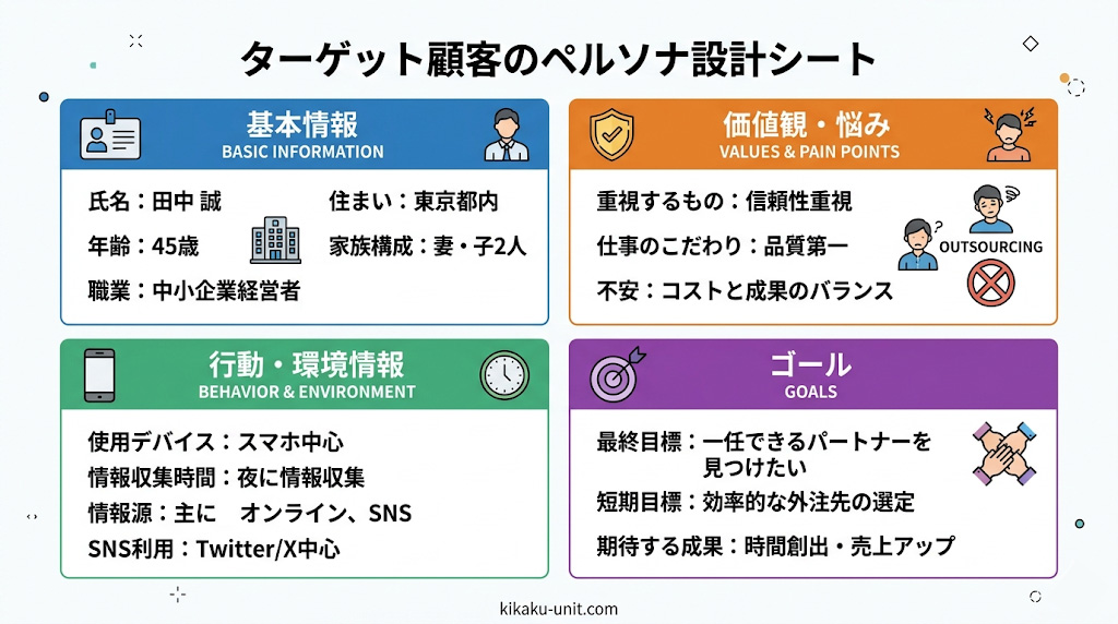 ペルソナシートに設定すべき4つの項目