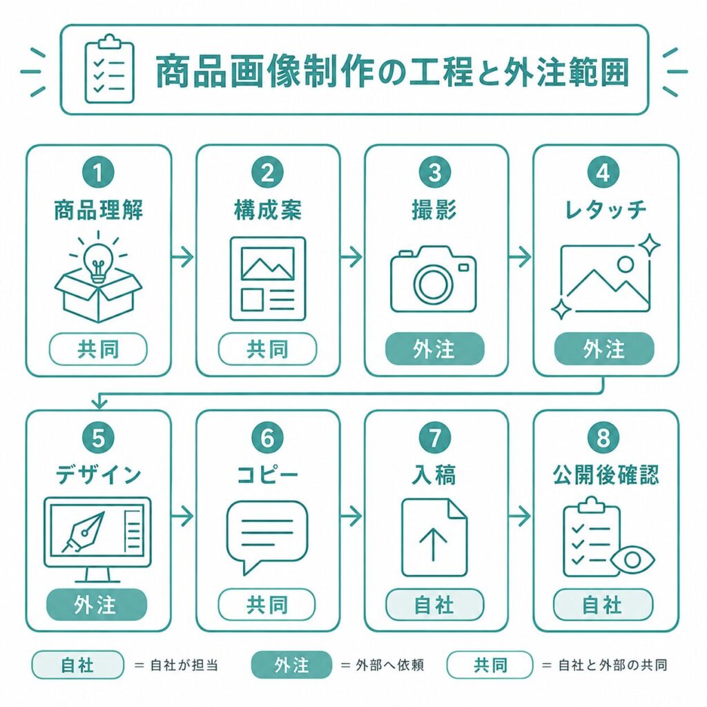 Amazon商品画像制作の工程と自社・外注の担当範囲