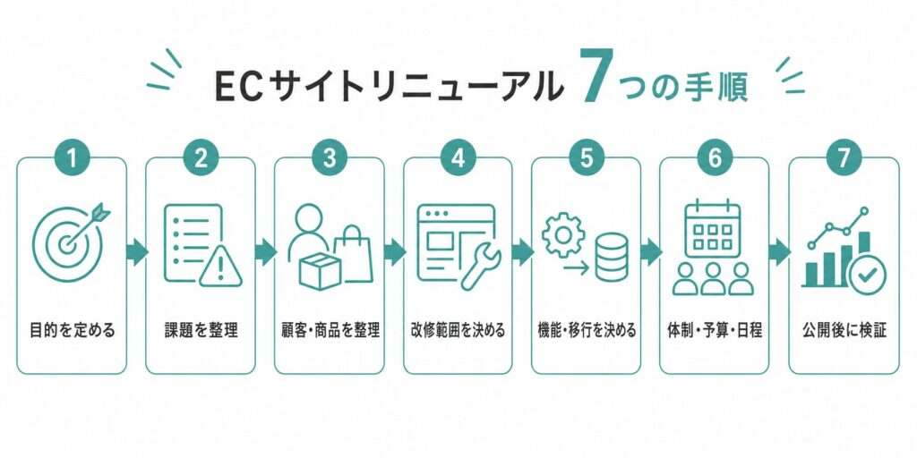 ECサイトリニューアルを目的設定から公開後の検証まで進める7つの手順