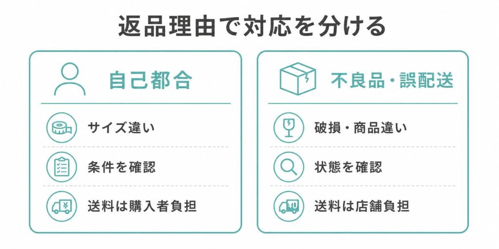 ECサイトの各ページに掲載する返品・交換情報の役割比較