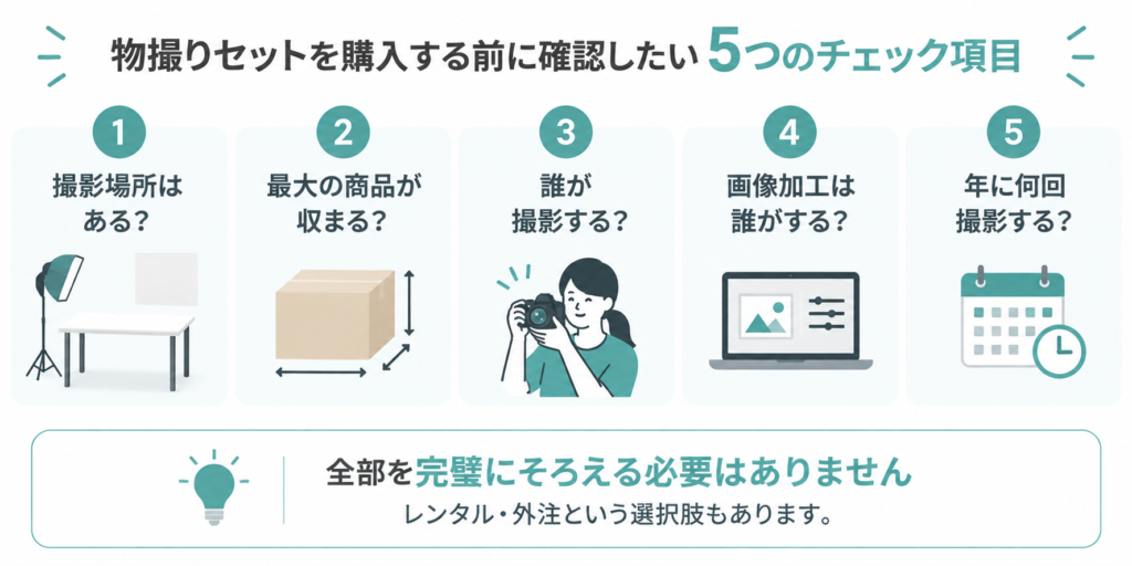 物撮りセットを購入する前に確認したい5つのチェック項目