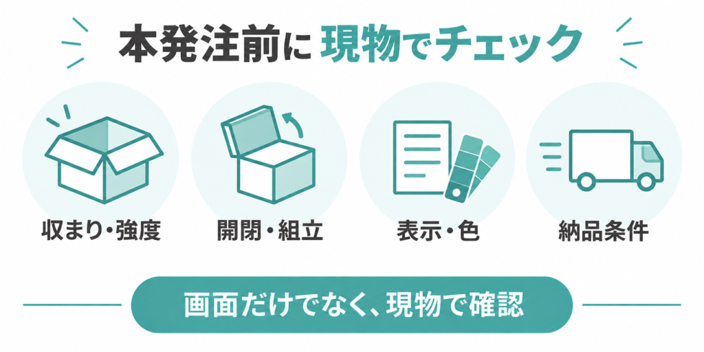 化粧箱を本発注する前に現物で確認する5つのポイント